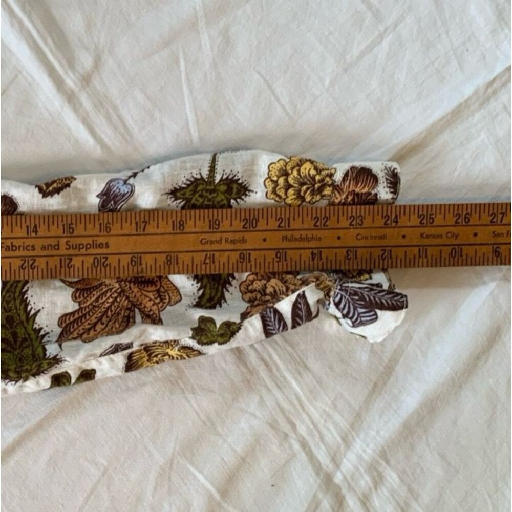 Nicole Miller European Flax Linen Shirt XL Earthy Floral Bird Button-up Roll-tab - Picture 13 of 14